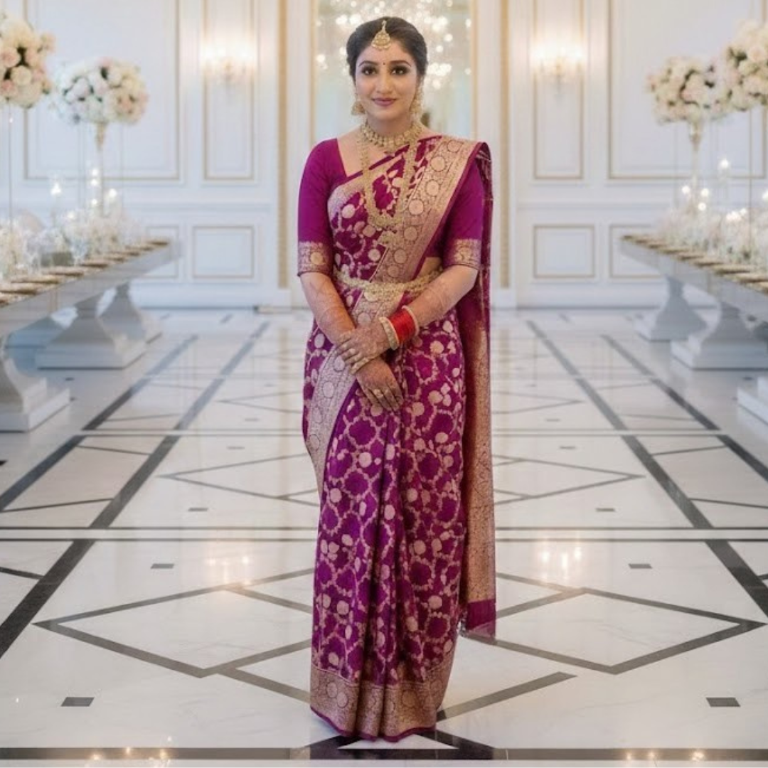 Sophisticated  Elegent Lichi Silk Saree For Women