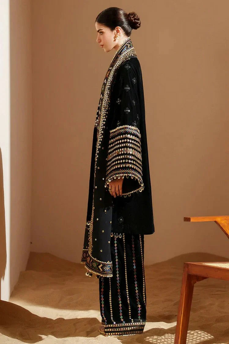 03-Piece Luxury Heavy Embroidered Velvet Suit - Ready To Wear
