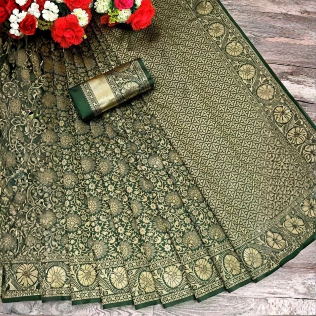High-quality  Unstitched Banarasi Silk Saree For Women