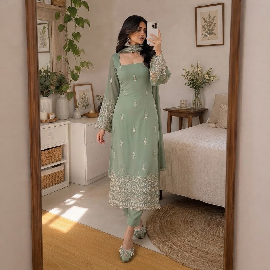 Classy Embroidery 3Pcs Suit Collection For Women