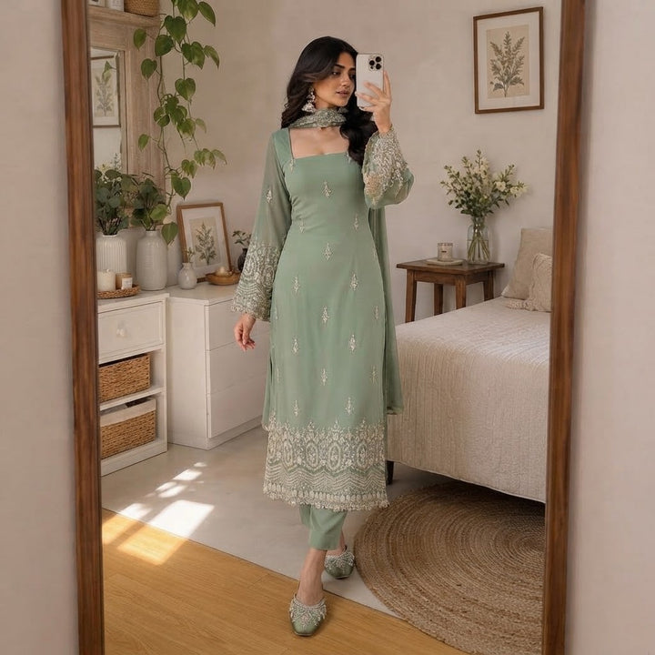 Classy Embroidery 3Pcs Suit Collection For Women