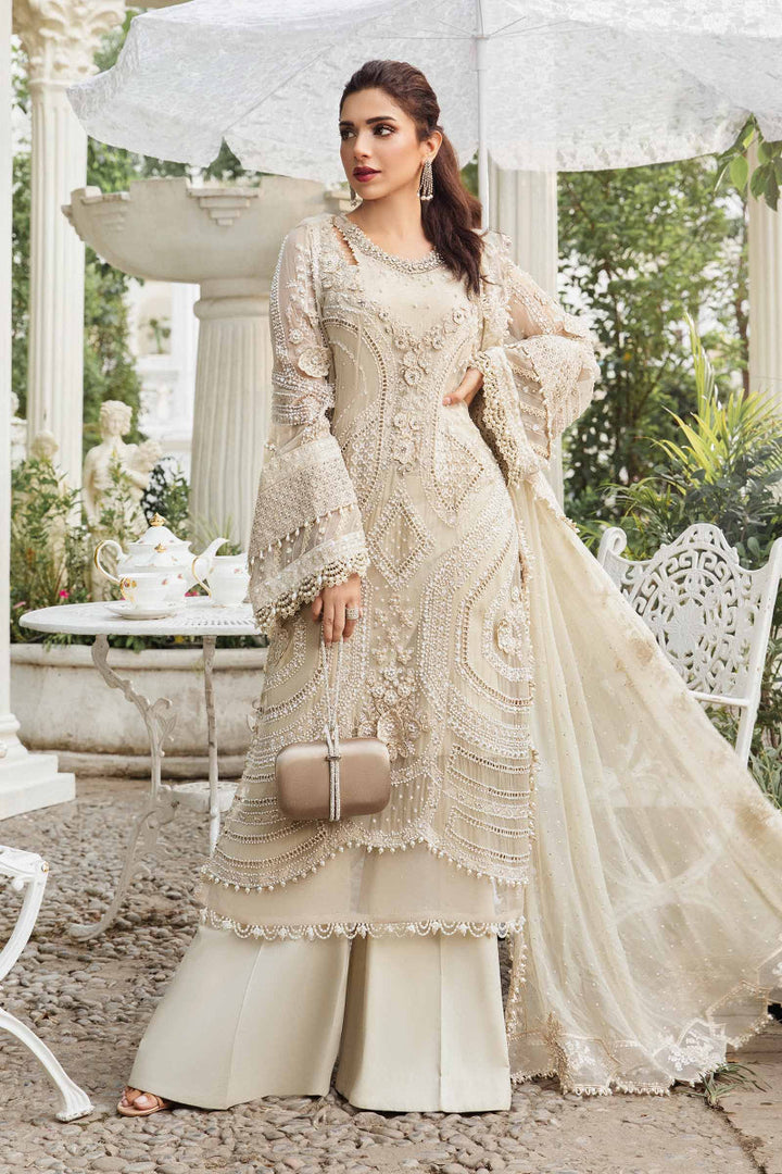 3-Piece Chiffon Suit With 3D Floral Handwork &amp; Ready-to-Wear Dupatta | RTW