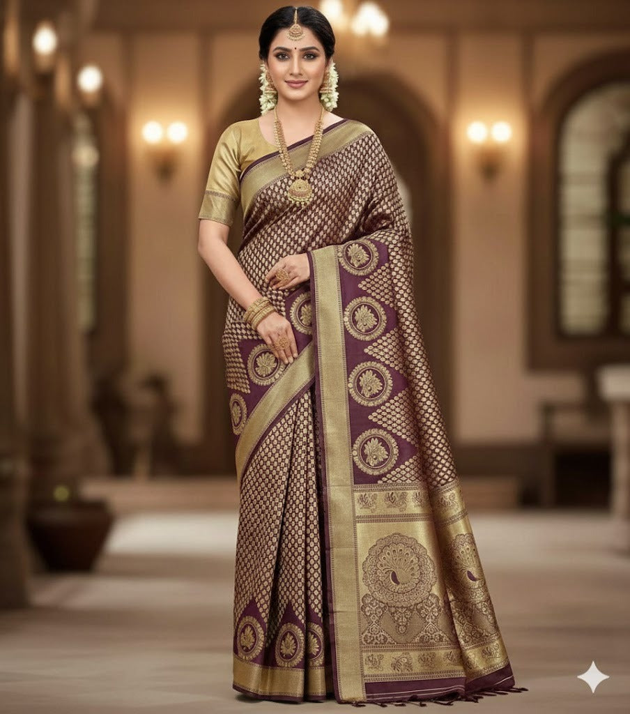 Maharani Collection: Exquisite Jacquard Silk Saree with Grand Pallu