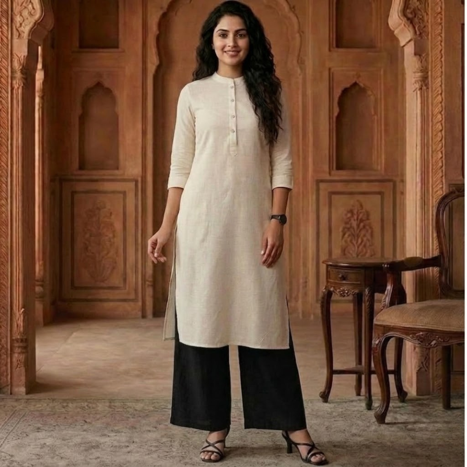 New Plain Button  Design  Kurti  Collection For Women