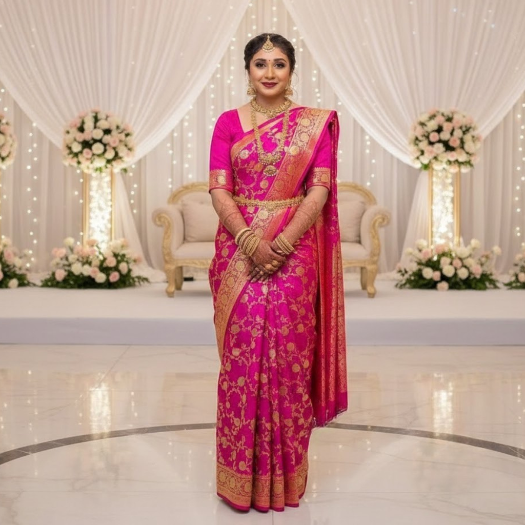 Sophisticated  Elegent Lichi Silk Saree For Women