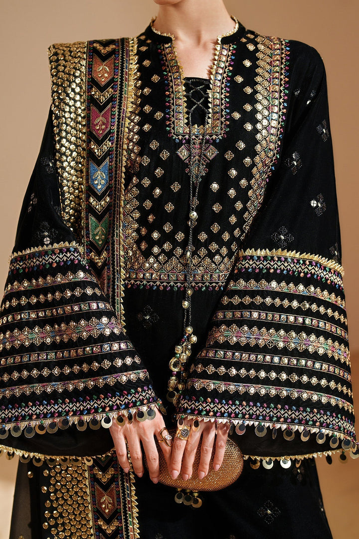 03-Piece Luxury Heavy Embroidered Velvet Suit - Ready To Wear