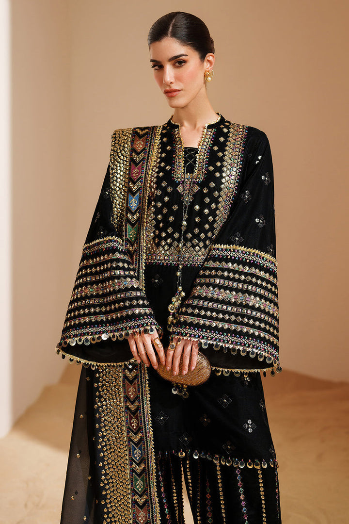 03-Piece Embroidered Velvet Formal Suit Ready To Wear