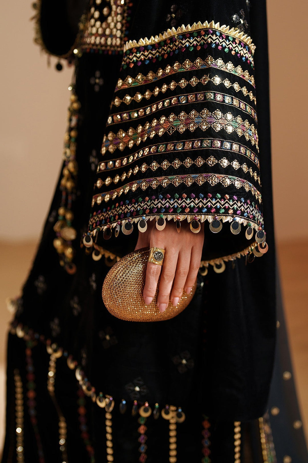 03-Piece Luxury Heavy Embroidered Velvet Suit - Ready To Wear