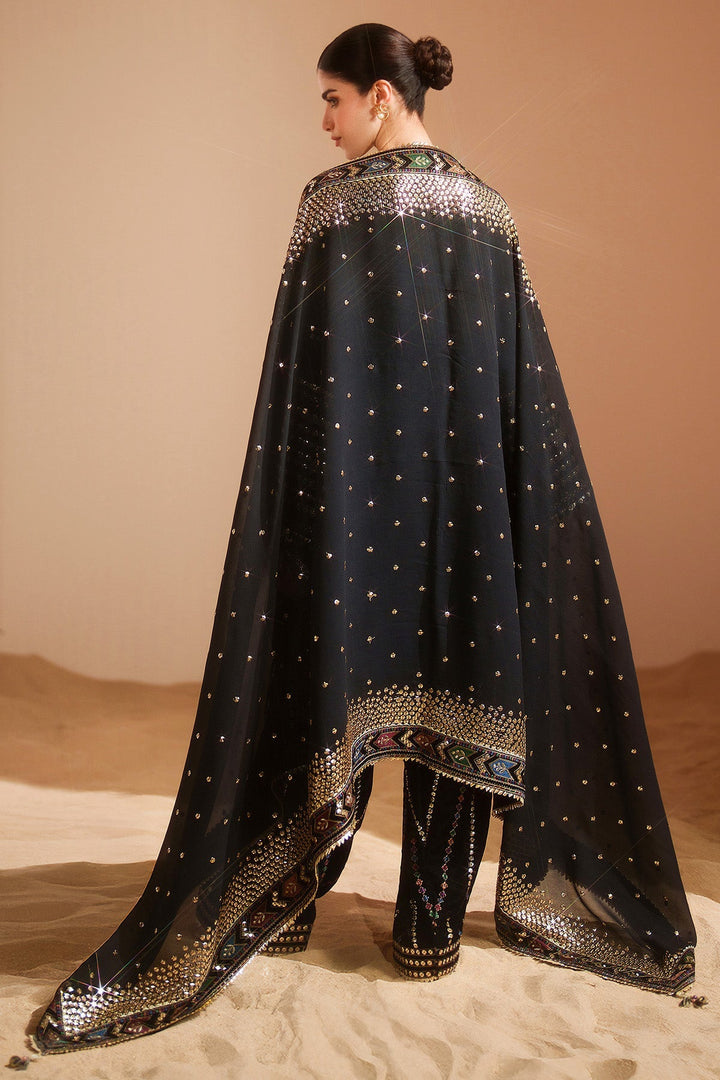 03-Piece Luxury Heavy Embroidered Velvet Suit - Ready To Wear