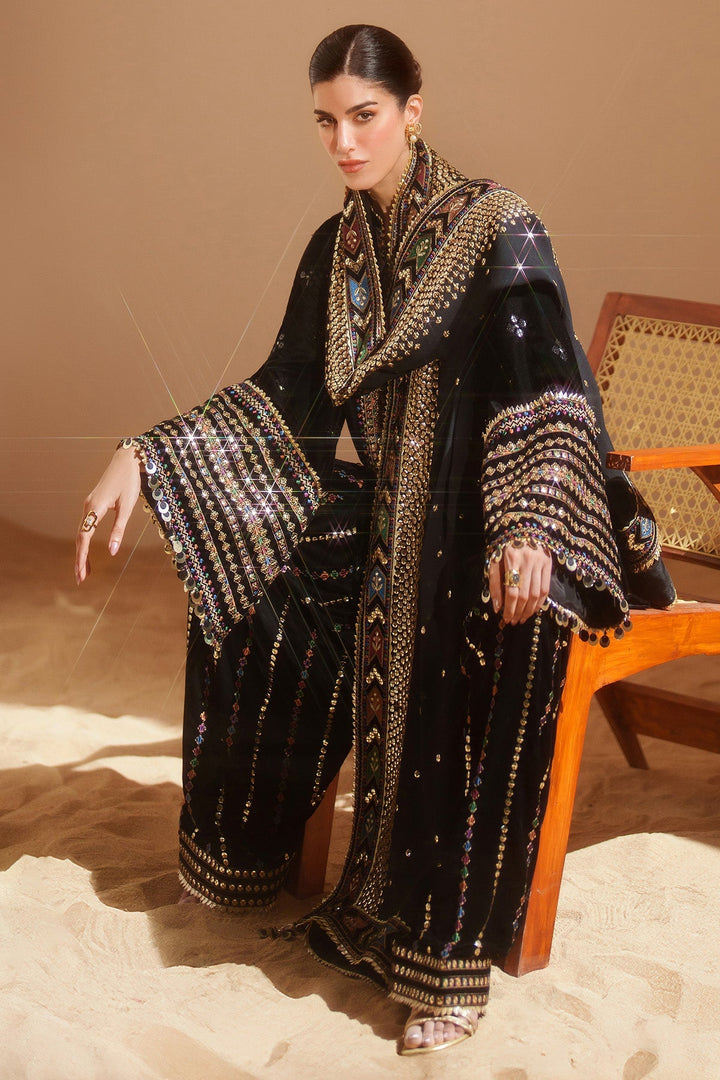 03-Piece Luxury Heavy Embroidered Velvet Suit - Ready To Wear
