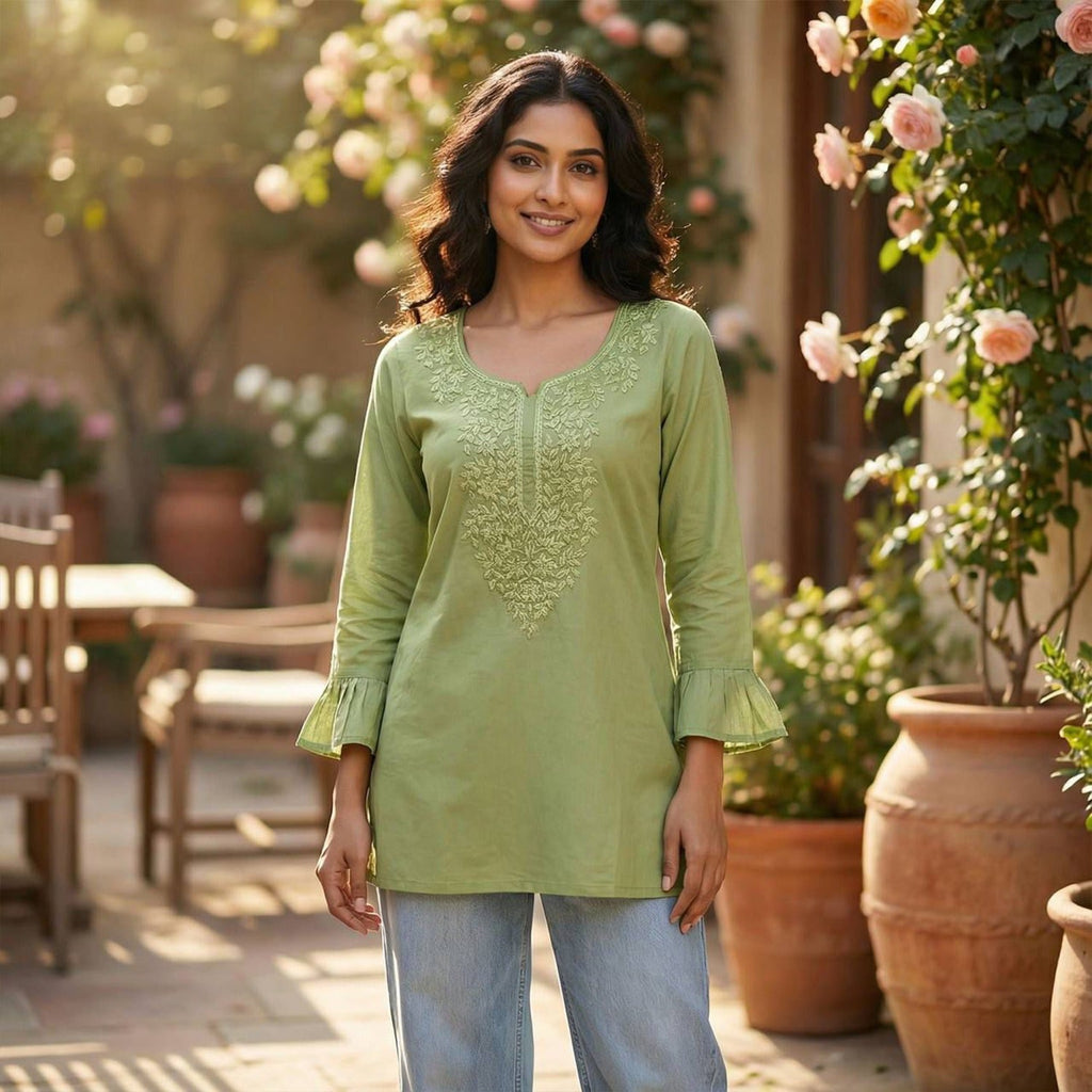 Rayon Embroidery Ready To Wear Tops  Collection For Women 001