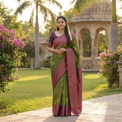 Pure Silk Unstitched Saree For Women