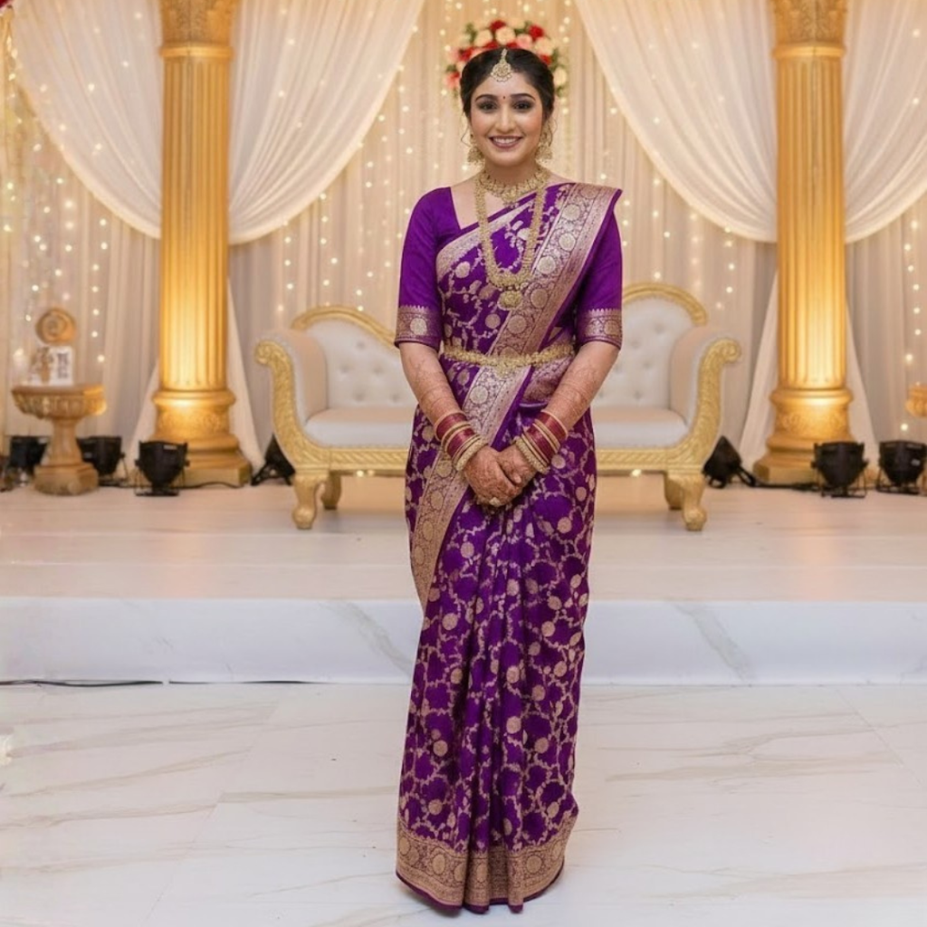 Sophisticated  Elegent Lichi Silk Saree For Women