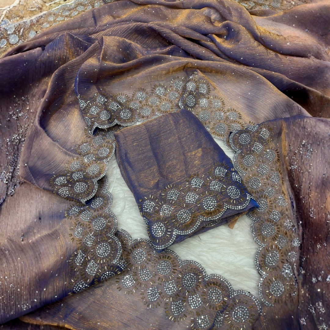 Fendy Silk Saree With Jarkan Work  Collection For Women