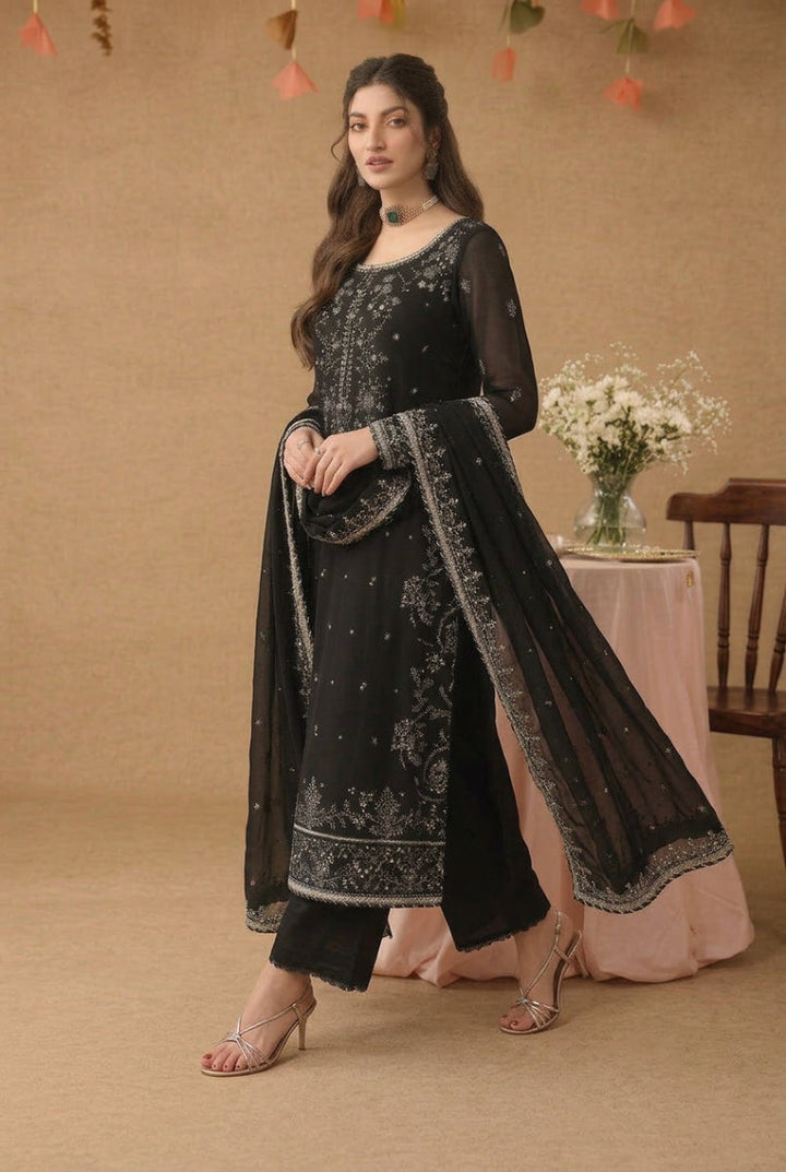 Fully embroidered Chiffon with heavy Spengle work | Ready To Wear