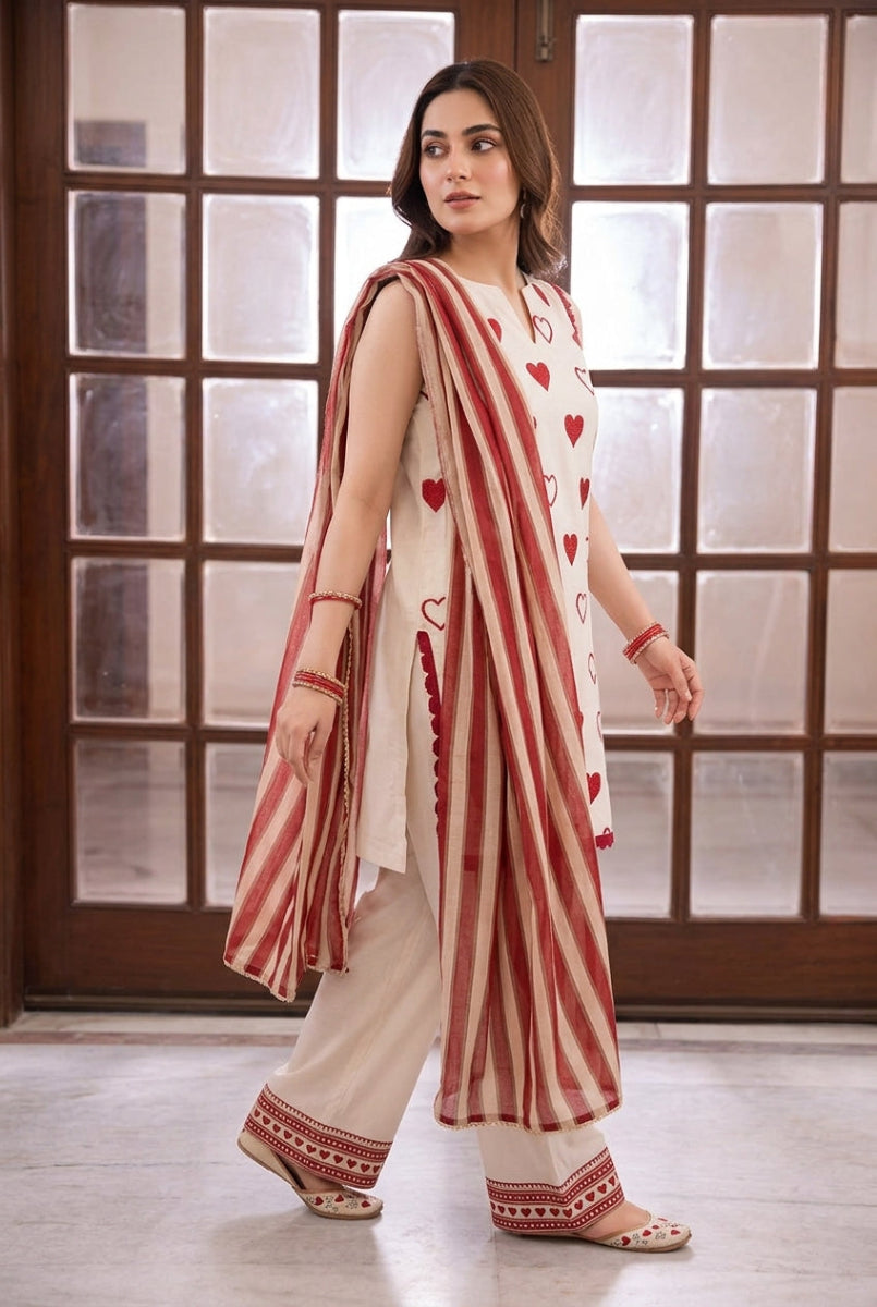 Gulnaar Luxe Embroidered Silk suit  | Ready To Wear