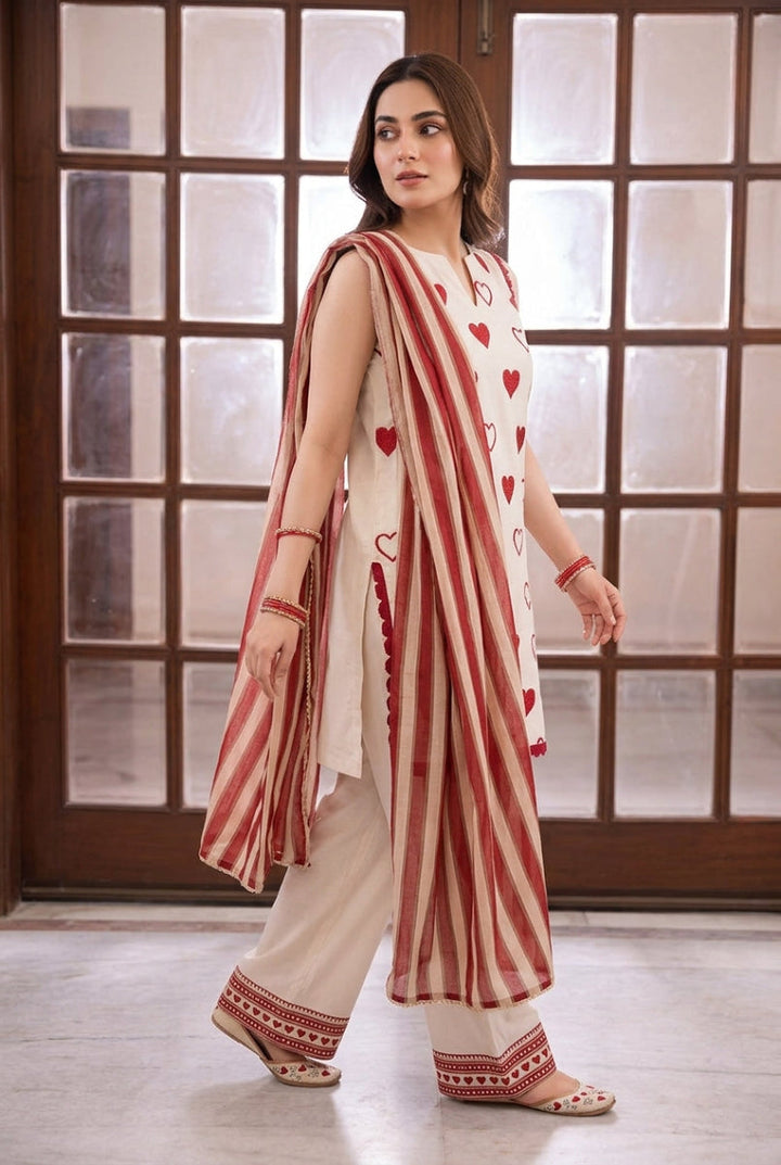 Gulnaar Luxe Embroidered Silk suit  | Ready To Wear
