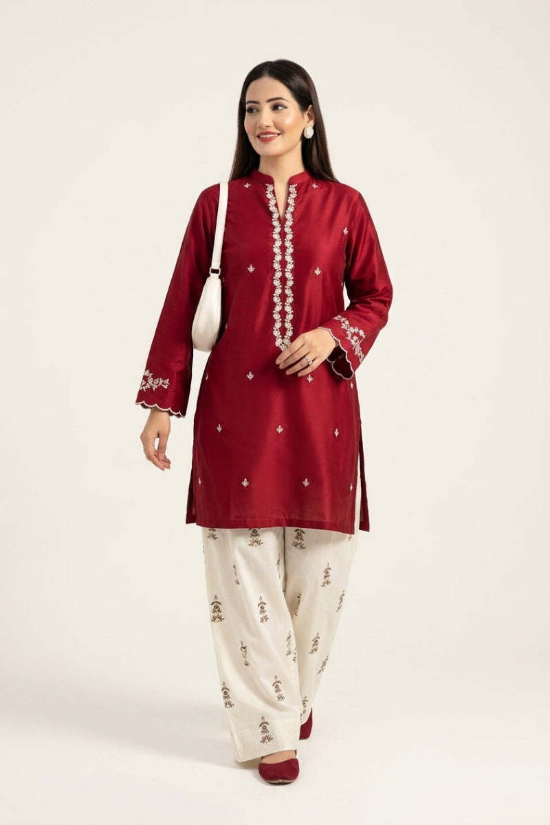 Luxury Heavy Embroidered Dhannak 2-Piece Suit | Ready To Wear
