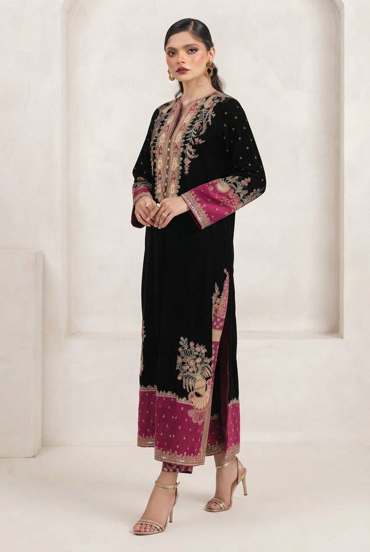 ETHNIC Luxury Embroidered Silk Suit with Silk Trouser|Ready To Wear