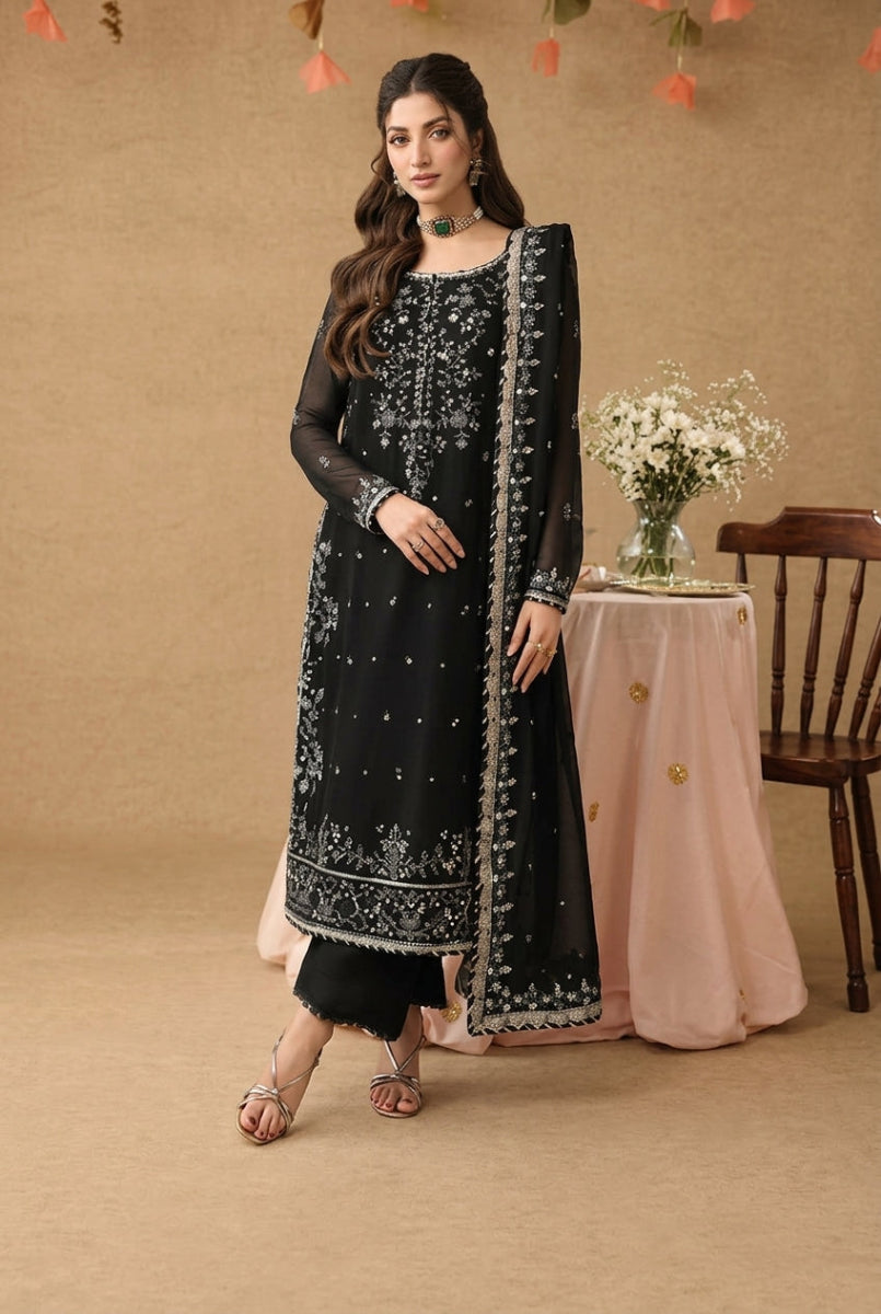 Fully embroidered Chiffon with heavy Spengle work | Ready To Wear
