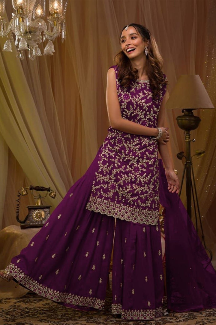 Heavy Blooming Georgette With Embroidery Sequence Work With Stone & Mirror Work&