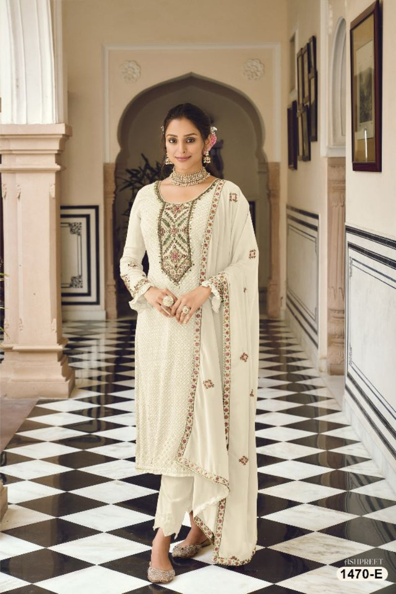 Heavy Soft breathable Georgette with Embroidery 5mm Squence Work