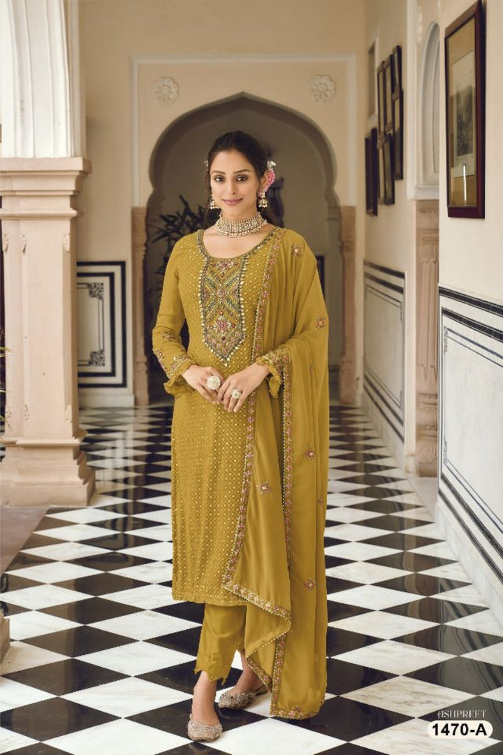 Heavy Soft breathable Georgette with Embroidery 5mm Squence Work