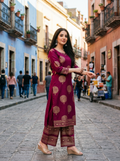 Gold Printed Palazzo 2 Piece Suit