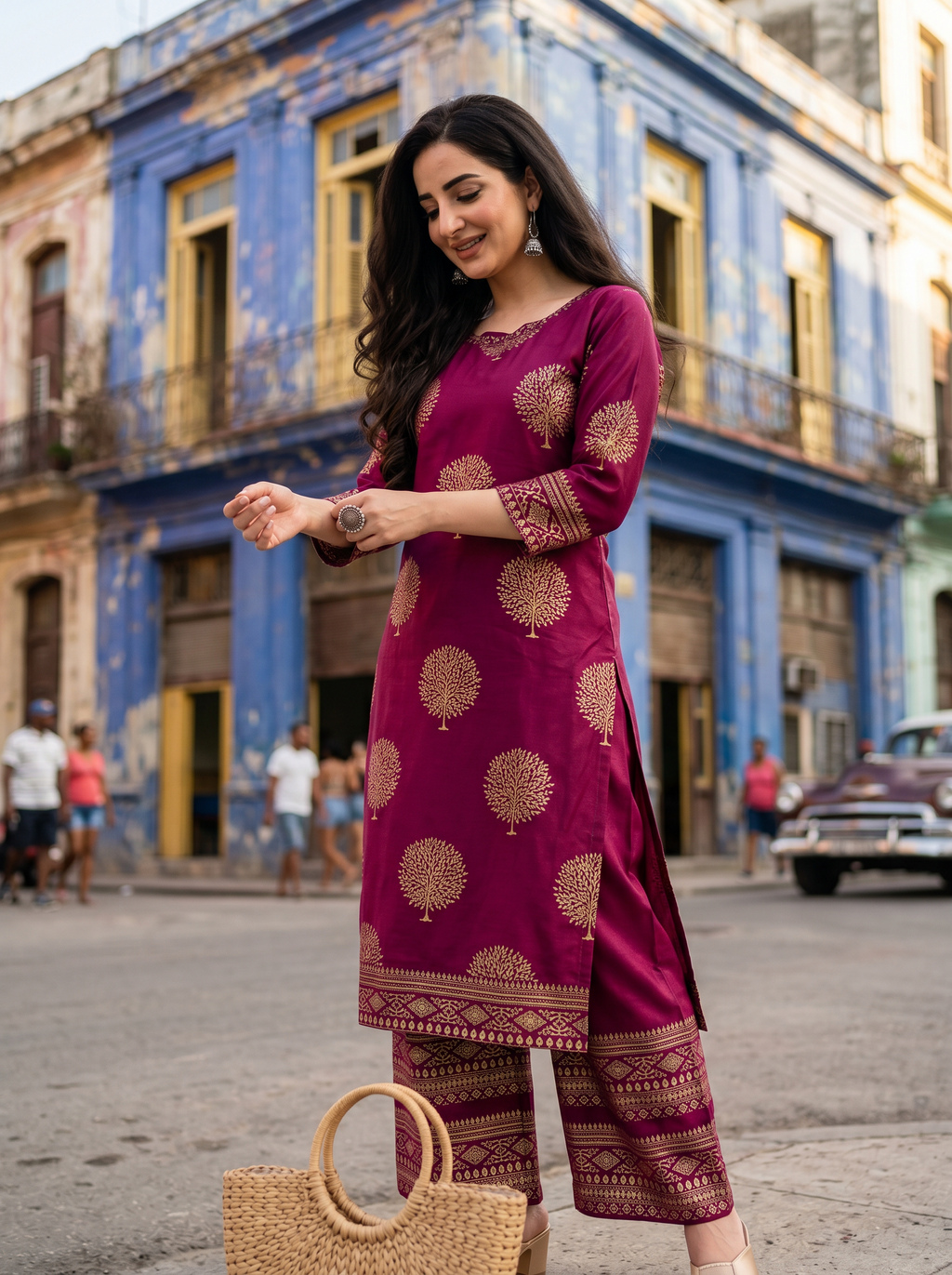Gold Printed Palazzo 2 Piece Suit