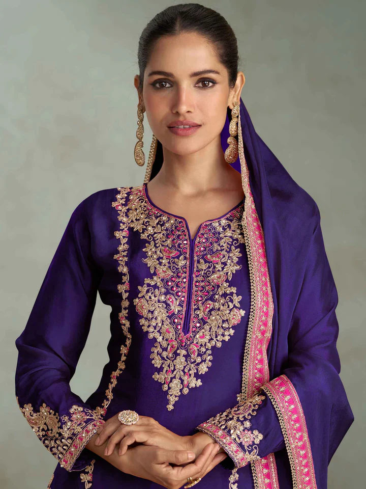 Real Chinon Embroidered Palazzo Suit