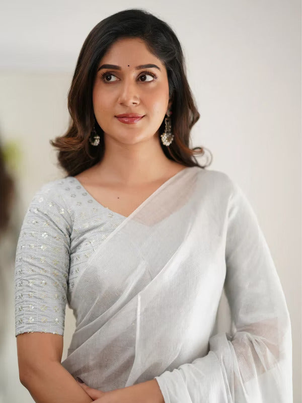 Ethereal Elegance  Plain  Silk Saree For Women