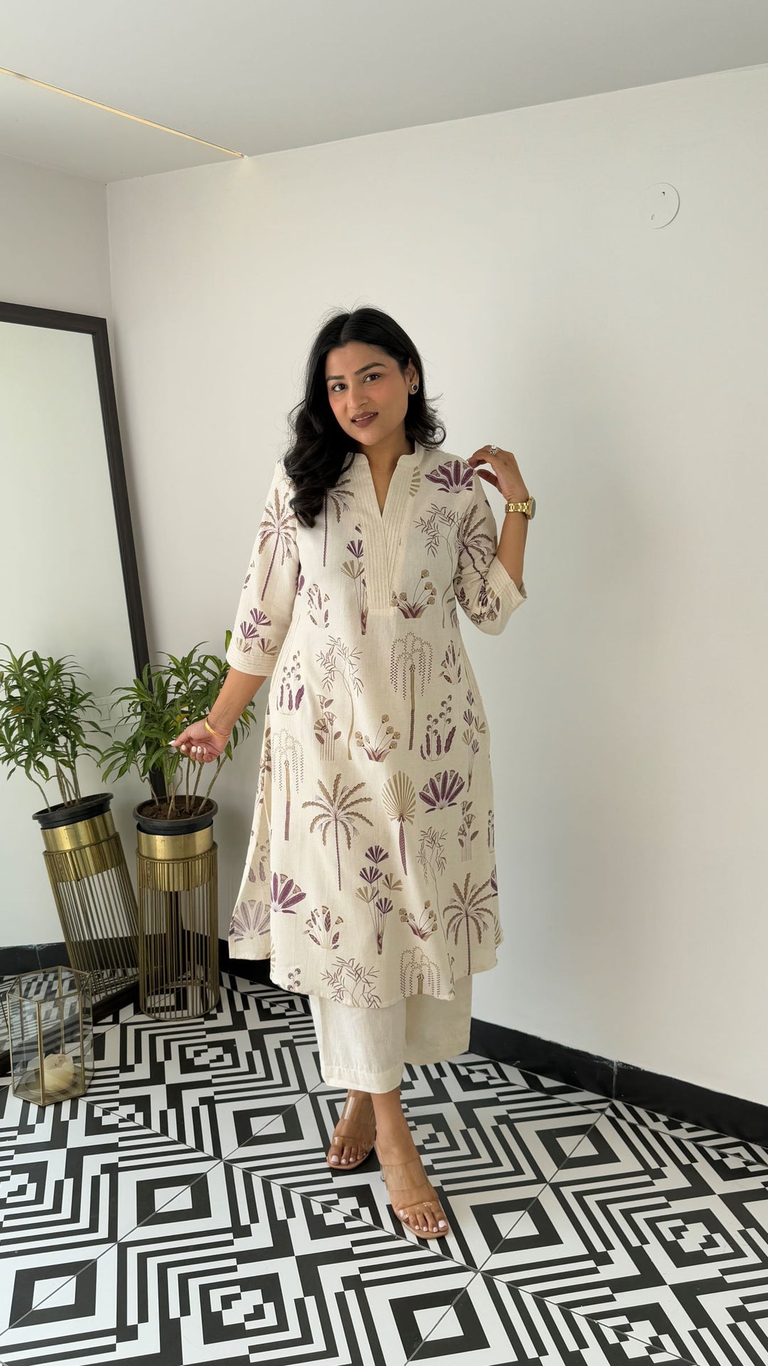 Rayon Cotton Kurta Pants Set