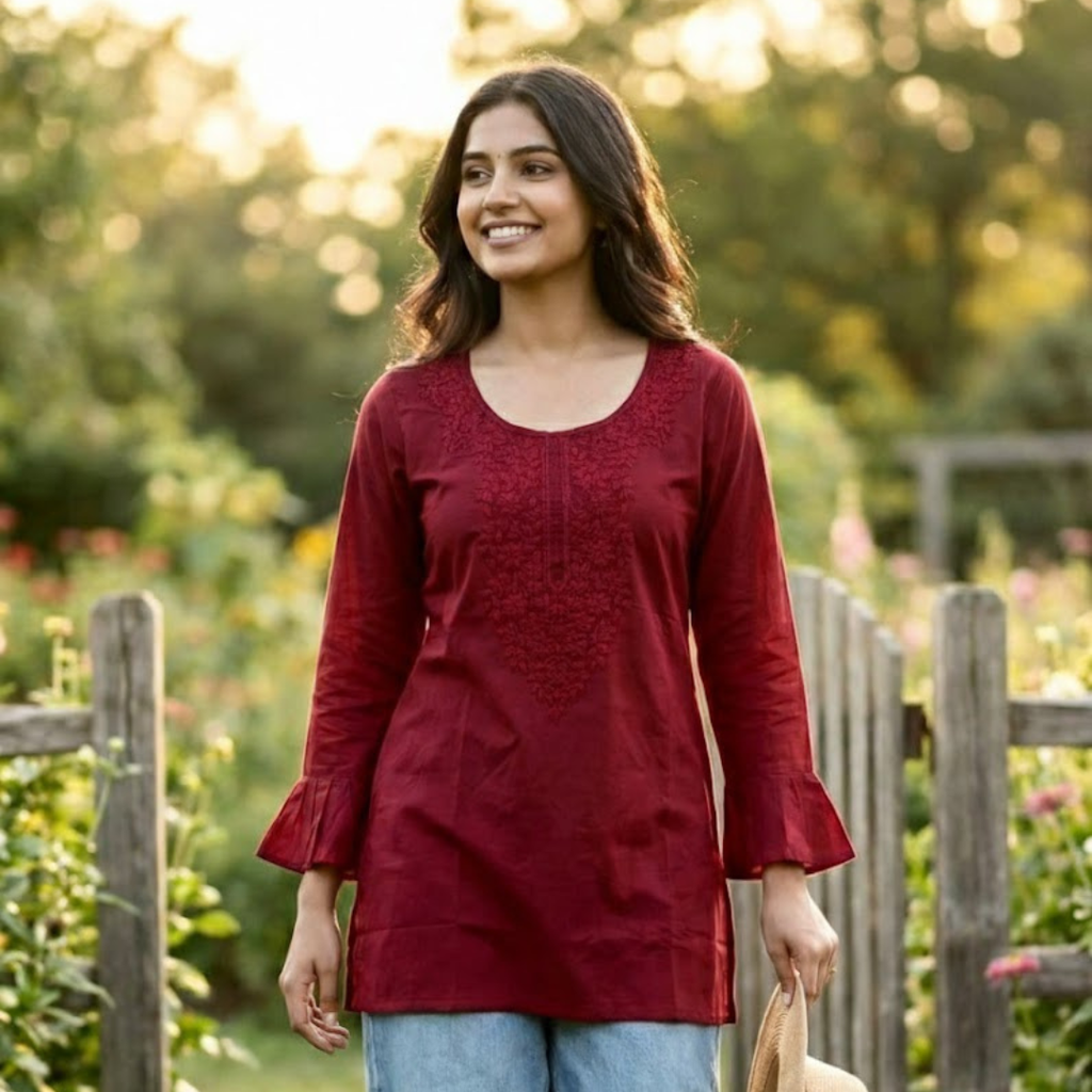 Rayon Embroidery Ready To Wear Tops  Collection For Women 001