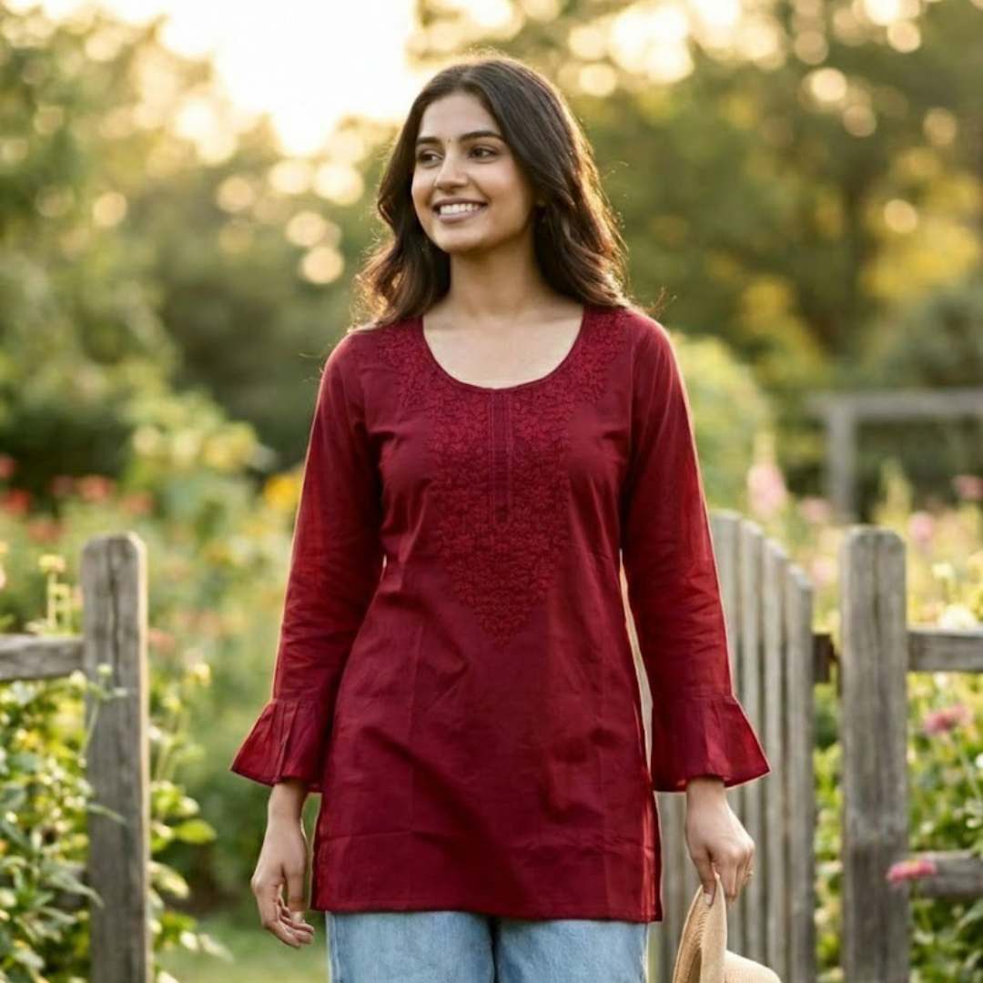 Rayon Embroidery Ready To Wear Tops  Collection For Women 001