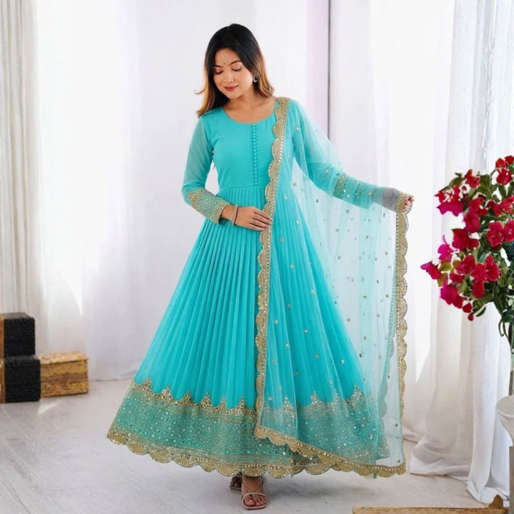 [READY STOCK] Deepavali Embroidered Anarkali Dress Set | Sequins Muslimah Baju Raya Dinner Wear