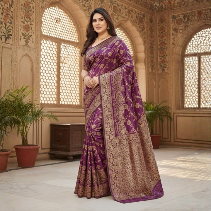 Designer Jacquard Work Silk Saree Unstitched
