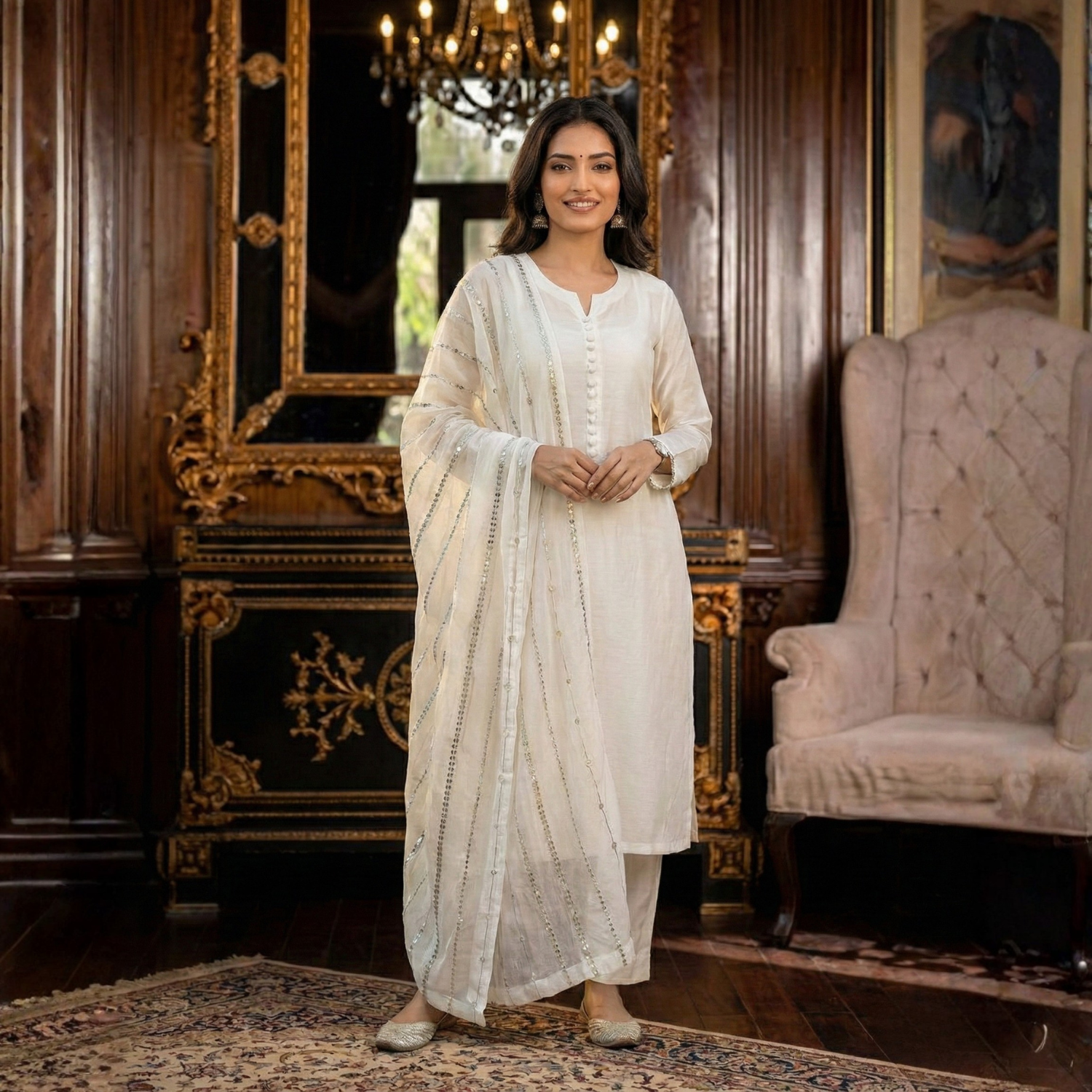 Ready To Wear Designer Fancy Wrinkle  3PCS Suit For Women  003