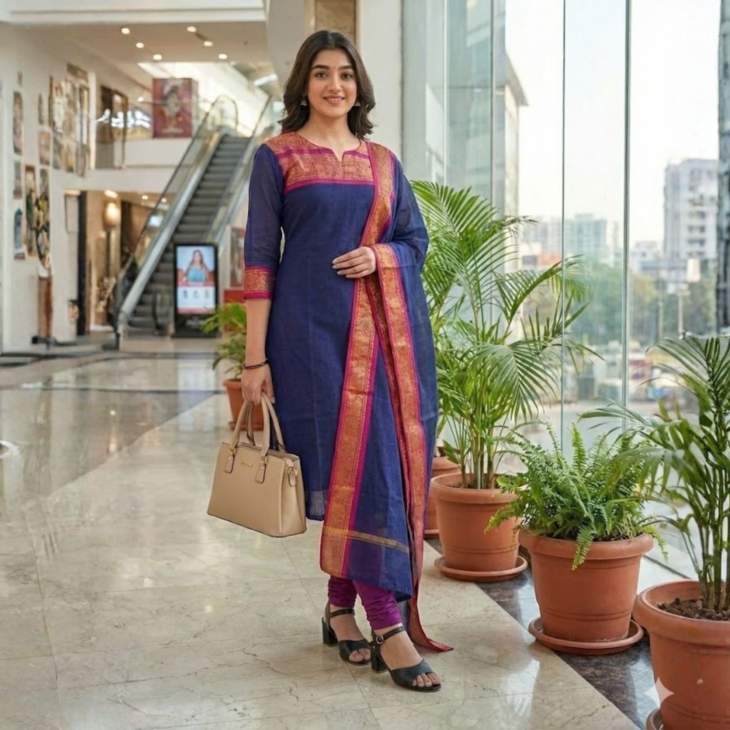 2Pcs Satin Cotton  Ready To Wear  Top & Dupatta  For Women 002