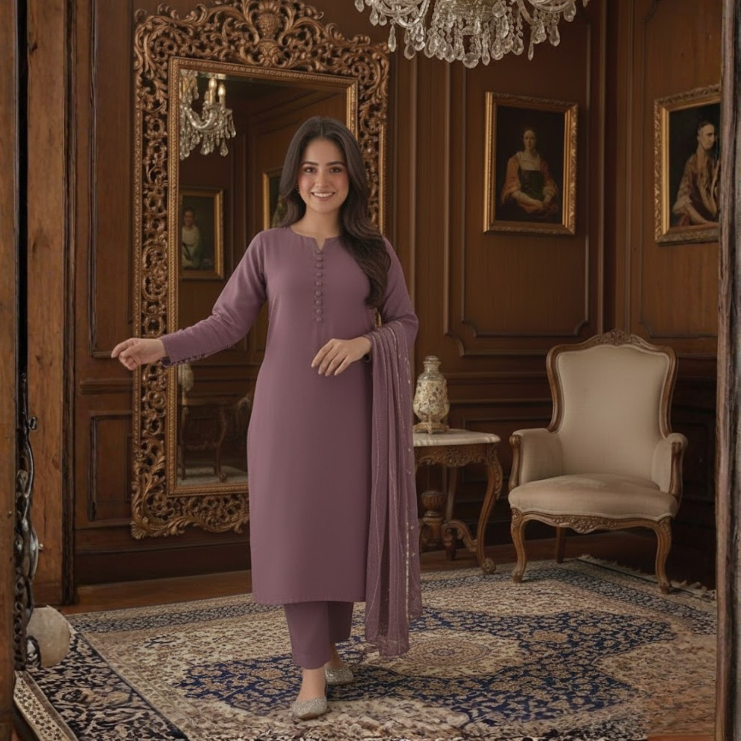 Ready To Wear Designer Fancy Wrinkle  3PCS Suit For Women  003