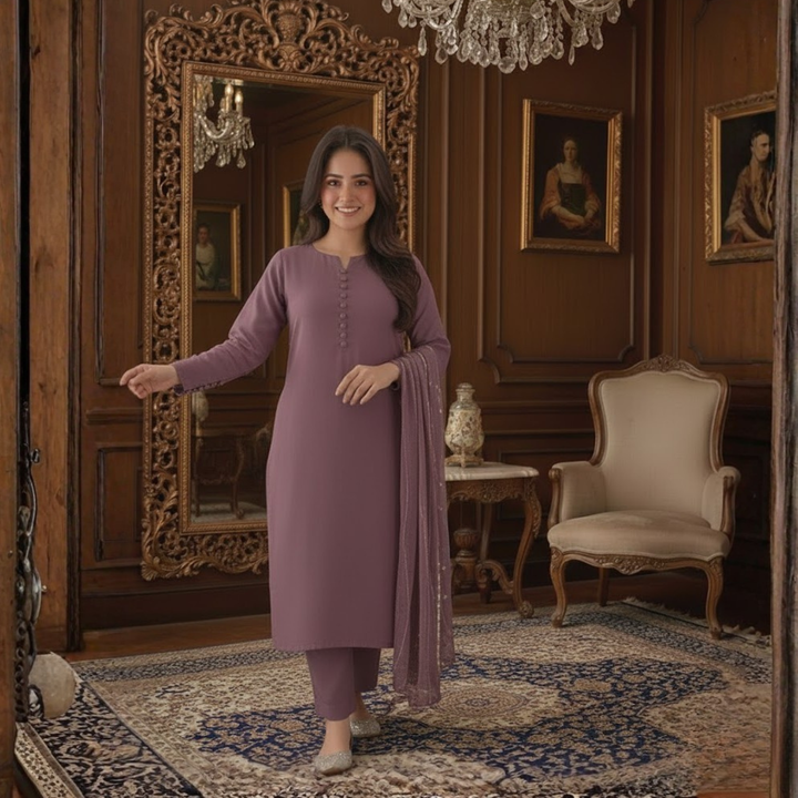 Ready To Wear Designer Fancy Wrinkle  3PCS Suit For Women  003