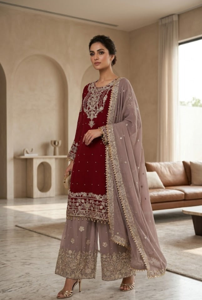 Heavy Georgette 3PCS  Fully Embroidery Suit For Women