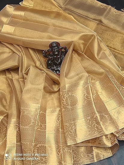 Silk Cotton Elegance Golden Saree Dress For Women