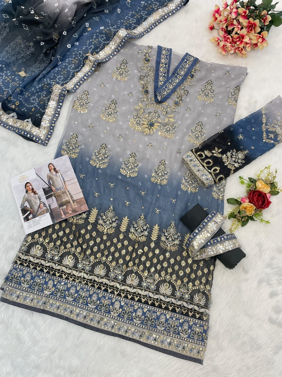 Georgette Traditional Wear Embroidery Work Suit