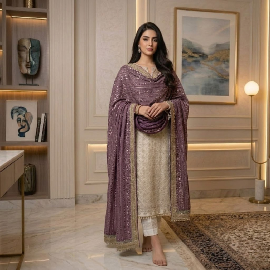 Georgette  Embroidered  3Pcs Suit  For Women  003