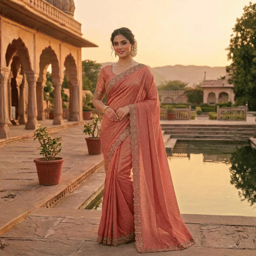 New  Stone Work Fabric  Saree Collection  For  Women