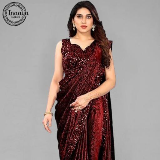Trending  Lycra Blend Saree with Sequins work For Women