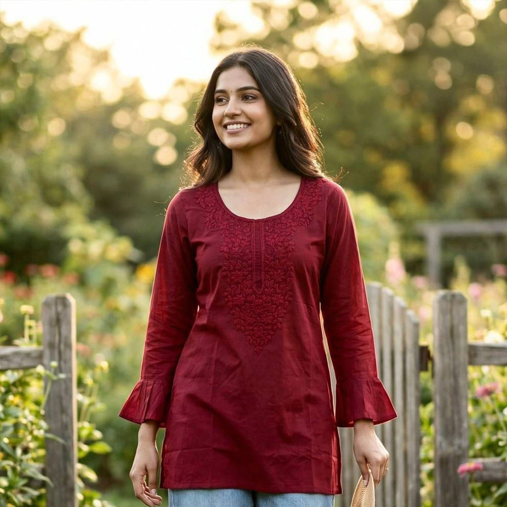 Rayon Embroidery Ready To Wear Tops  Collection For Women 001