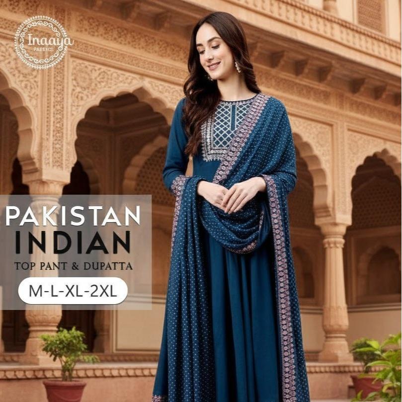 ETHNIC MOTIFS EMBROIDERED SEQUINED KURTA WITH PALAZZOS & DUPATTA 003