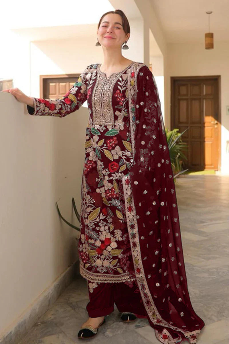 Velvet Handwork Salwar Kameez with Dupatta