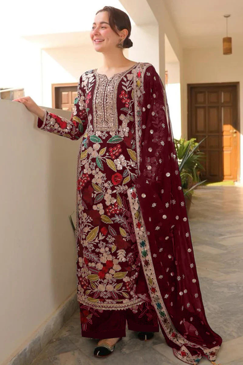 Velvet Handwork Salwar Kameez with Dupatta